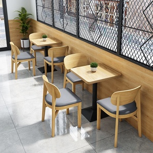 Conjunto de muebles de proyecto comercial personalizado de alta calidad, mesa y sillas de cafetería moderna, conjunto de muebles de restaurante de madera