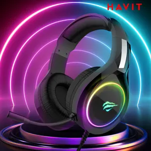 H2232D Havit 3.5MM Over-ear Headphone Headband Wired Auriculares Gamer Rgb Headset Headphones Gaming With Detachable Microphone