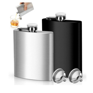 Botol Minuman Keras (Hip Flask) Mini Stainless Steel 8oz Berkualitas Tinggi, Anti Bocor, Tahan Karat, dengan Logo Kustom Warna Hitam Matte - Product Image 6