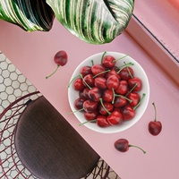 Hete Verkoop Kunstmatige Levensechte Rode Zwarte Kersen Decoratie Faux Chries Fruit Thuis Feest Kerst Display