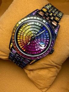 Reloj mecánico personalizado para hombre, resistente al agua, de circonio, marca de alta gama, diseño circular estilo hip-hop, última tendencia de moda. - Product Image 2