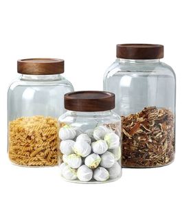 2023 New Style Food Storage Glass Kitchen <b>Wine</b> Storage Sealed With Wood Screw Lid - Product Image 4