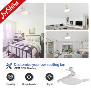 1stshine LED quạt trần đa-màu LED chiếu sáng ứng dụng thông minh conrtol 42 inch có thể thu vào quạt trần - Product Image 4