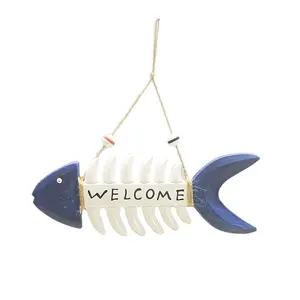 Carte de décoration méditerranéenne, os de poisson "bienvenue"
