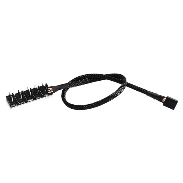 1-to-5 PWM Fan Hub Splitter Nylon Braided Cable for 3-Pin/4-Pin CPU & Chassis Cooling Fans with Stable Power Delivery