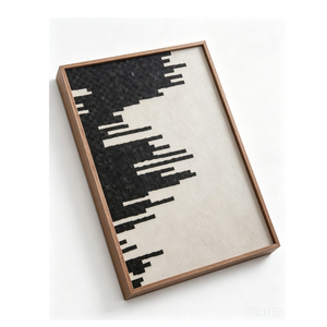 Mosaico de Madera en Blanco y Negro, Arte Mural 3D, Lienzo Texturizado, Arte Abstracto, Naturaleza Muerta para Decoración del Hogar, Hotel, Decoración Comercial - Product Image 2