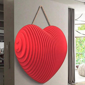 ML-WD045 Corazón Rojo de Madera Maciza, Arte de Pared Personalizable para Decoración del Hogar, Diseño Paramétrico, Decoración de Pared Pulida - Product Image 5