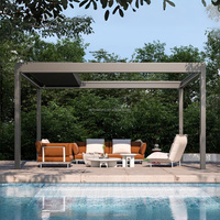 Pérgola Eléctrica Retráctil Inteligente de Aluminio con Luces LED, Sensor de Viento, Techo de Láminas Ajustables y Recubrimiento en Polvo para Jardín y Balcón