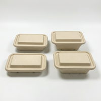 Hete Aanbieding Biologisch Afbreekbare Wegwerp Lunchbox 750ml Rechthoekig Suikerriet Bagasse Magnetronbestendig Recycleerbaar Voedselcontainer Passend