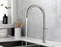 Robinet de cuisine moderne en acier inoxydable 304 avec cartouche céramique, finition nickel brossé, pour eau chaude/froide