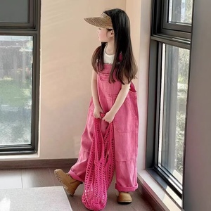 Comodo Completo Rosa a Due Pezzi per <span class=keywords><strong>Bambine</strong></span> con Salopette a Gamba Larga e Gilet Senza Maniche per Stagioni di Transizione - Product Image 1