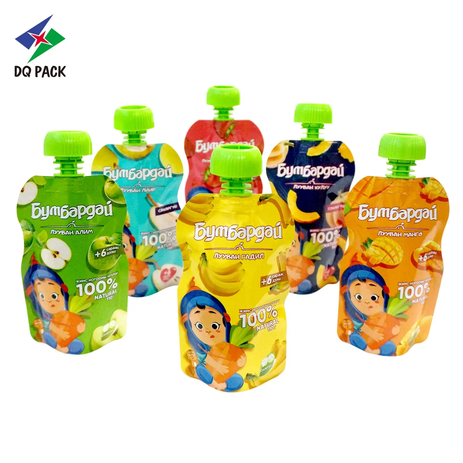 DQ PACK 90ml stand up beccuccio sacchetto succo di frutta olio zuppa imballaggio per alimenti per bambini sacchetti con beccuccio Doypack