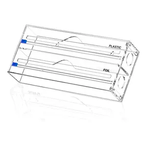 Dispensador de papel acrílico transparente, organizador de envoltura de plástico, soporte de aluminio acrílico, bolsa Ziplock, organizador y dispensador