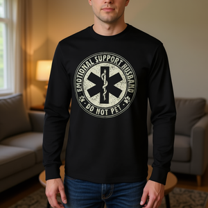 Camiseta de manga larga con cuello redondo para hombre, regalo para adultos, Emotional Support Husband Do Not Pet - Product Image 3
