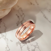 Bague de mariage classique et raffinée en tungstène or rose 6 mm avec une seule rainure, cadeau de fiançailles, bague de couple pour un usage quotidien