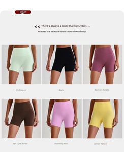 Nouveaux shorts <span class=keywords><strong>de</strong></span> yoga respirants et extensibles, style européen et <span class=keywords><strong>américain</strong></span>, double face brossée, sensation peau nue, coupe ajustée - Product Image 2