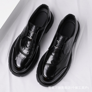 Chaussures en cuir pour hommes, chaussures habillées à effet crocodile, chaussures en cuir véritable, chaussures de mode pour hommes, pour le travail et les occasions décontractées - Product Image 3