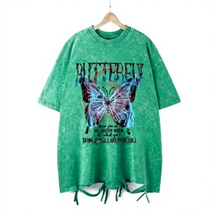 T-shirt en coton uni délavé à l'acide pour femme, haute qualité, design personnalisé, doux, léger, décontracté, été, vente en gros - Product Image 1