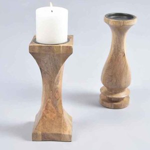 Supports de bougies en bois d'acacia naturel, de haute qualité, faits à la main, décoratifs, en bois de manguier massif, porte-bougie pilier - Product Image 6