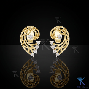 ต่างหูเพชร CVD แบบฝังในตัวเรือนลายกิ่งไม้  ได้รับการรับรองจาก IGI  ทองคำแท้ 14K 18K  เครื่องประดับหรูหราสำหรับผู้หญิง - Product Image 2