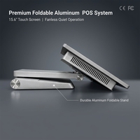 Terminal POS Plegable de Aluminio con Pantalla Táctil de 15.6 Pulgadas, Enfriamiento Pasivo sin Ventilador, Resistente al Agua y al Aceite para Comercio Minorista