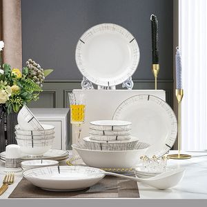 Ventas directas de fábrica <span class=keywords><strong>del</strong></span> nuevo juego de vajilla Very Simple Wind de 30 piezas de porcelana china de hueso, vajilla de esmalte gris para seis personas - Product Image 1