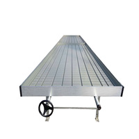 Système de table de culture mobile à roulettes pour serre commerciale de grande taille, avec plateau de culture hydroponique à flux et reflux pour semis et pépinière
