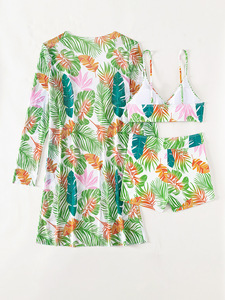 Lot <span class=keywords><strong>de</strong></span> 3 maillots <span class=keywords><strong>de</strong></span> <span class=keywords><strong>bain</strong></span> imprimés à taille haute, tankinis floraux, maillots <span class=keywords><strong>de</strong></span> <span class=keywords><strong>bain</strong></span> tropicaux à manches longues, ensemble <span class=keywords><strong>de</strong></span> trois pièces - Product Image 5