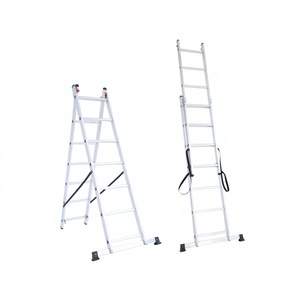 Échelle extensible en aluminium à 2 sections certifiée EN131, échelle industrielle robuste, capacité de charge de 150 kg, entrepôt et extérieur - Product Image 1