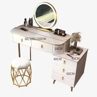 Table de toilette de maquillage moderne blanche de 2 à 4 tiroirs avec chaise miroir éclairée vente à chaud pour les filles panneau en bois style pour chambre à coucher hôtel