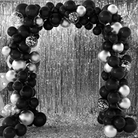 Kit d'arche de ballons en latex noir et argent à confettis, imprimé en quatre couleurs, pour décorations de fête d'anniversaire et promotionnelles - Vente chaude
