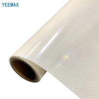 Película Reflectante de Grado Diamante OEM de 1.22m*45.7m, Adhesivo Fuerte, Lámina Reflectante Prismática Amarilla para Señales de Tráfico