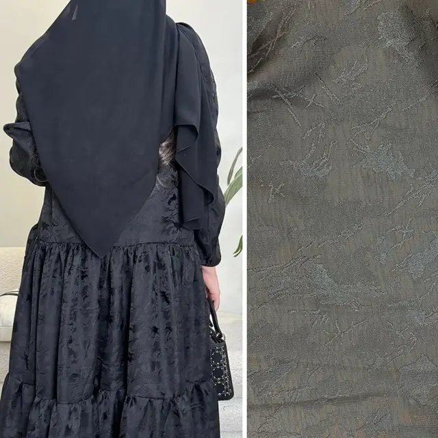 Beautiful Design Formal Black Abaya Fabric Summer Material for Islamic Women Modern Clothing