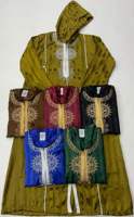 CCY Vente en gros Maroc Islamique Boubou Saoudien Hommes Musulmans Jubba Kaftan Brodé Afrique Qamis Hoodie Brillant Thobe pour Hommes