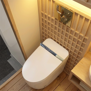 WC intelligent monobloc allongé à nettoyage automatique avec siège chauffant et télécommande – Prix de gros abordable - Product Image 1