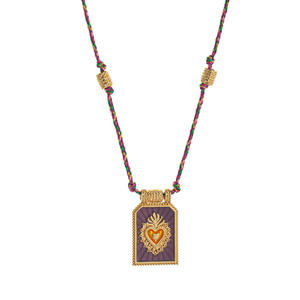 Kalung liontin kartu <span class=keywords><strong>Tarot</strong></span> berlapis emas terlaris tali berwarna sederhana modis rantai manik keberuntungan berbentuk hati dipertahankan - Product Image 3
