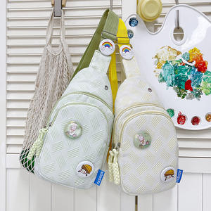 Fresh Student Chest <b>Bag</b> Lightweight Crossbody Shoulder <b>Bag</b> Simple Minimalist Design Portable Zipper Closure Purple Green <b>Yellow</b> - Product Image 3