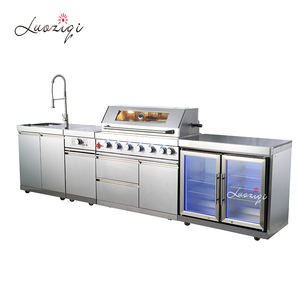 Cuisine extérieure luxueuse haut de gamme Grilles de barbecue en acier inoxydable <span class=keywords><strong>Réfrigérateur</strong></span> à double porte avec armoire d'évier pour le jardin - Product Image 2