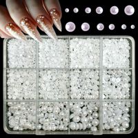 Manik-manik resin setengah lingkaran bentuk campuran, berkilau, dengan lem perekat, rhinestones flatback 3D glitter untuk dekorasi nail art, pakaian & sepatu