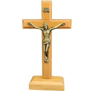 Домашний крестообразный орнамент, деревянные изделия, Иисус, крест, молиться, настольный орнамент