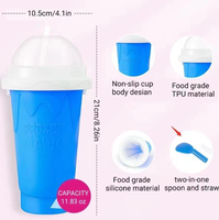 Machine à crème glacée manuelle et mixeur, tasse magique pour boissons glacées, silicone de qualité alimentaire 350 ml, tasse à smoothie et milkshake maison écologique à presser