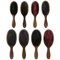 Haute qualité bois de santal pagaie cuir chevelu masseur brosse poils de sanglier Extensions de cheveux perruque brosse coussin acier aiguille démêlant brosse