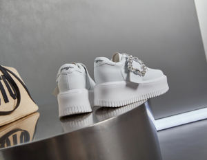 Женские модные белые туфли со стразами и стразами на толстой подошве - Product Image 3