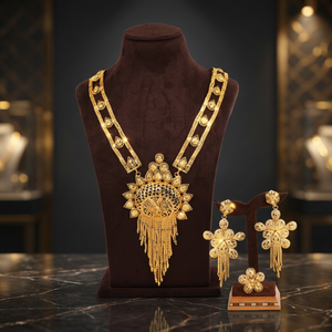 Conjunto de Collar Largo Chapado en Oro de Estilo Tradicional para Bodas Ortodoxas, Material de Latón, Longitud Ajustable, Joyería de Moda para Mujer - Product Image 2