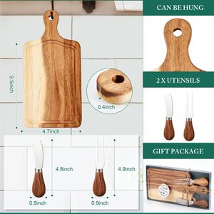 Planche à <span class=keywords><strong>charcuterie</strong></span> en bois d'acacia avec ensemble de couteaux pour apéritifs, <span class=keywords><strong>plateau</strong></span> à <span class=keywords><strong>fromage</strong></span> en bambou de grande taille avec outils à <span class=keywords><strong>fromage</strong></span> - Product Image 3
