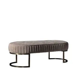 Nouveau design Offre Spéciale lit banc pouf en velours avec cadre en acier inoxydable