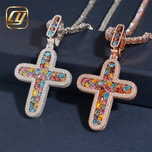 Pendentif Croix en Or Véritable 10K 14K CHOYUE Hip Hop Lab Grow Diamond, Bijoux Fins Hip Hop Buss Down - Product Image 3