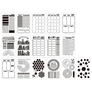 16 ชิ้นสมุดบันทึกลายฉลุภาพวาดแม่แบบสําหรับสมุดภาพ, สมุดบันทึก, ไดอารี่, บัตรของขวัญทําลายฉลุ - Product Image 5