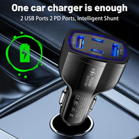 Chargeur de voiture rapide, adaptateur type C, 53 W, chargeur de voiture USB-C, super charge, multifonctionnel, PD 4 en 1