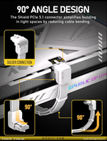 Câble d'extension GPU PCIe 5.1 blindé à 90 degrés 12V-2x6 16 broches 12VHPWR PSU pour cartes graphiques RTX 40 et 50, avec peignes de câblage blancs